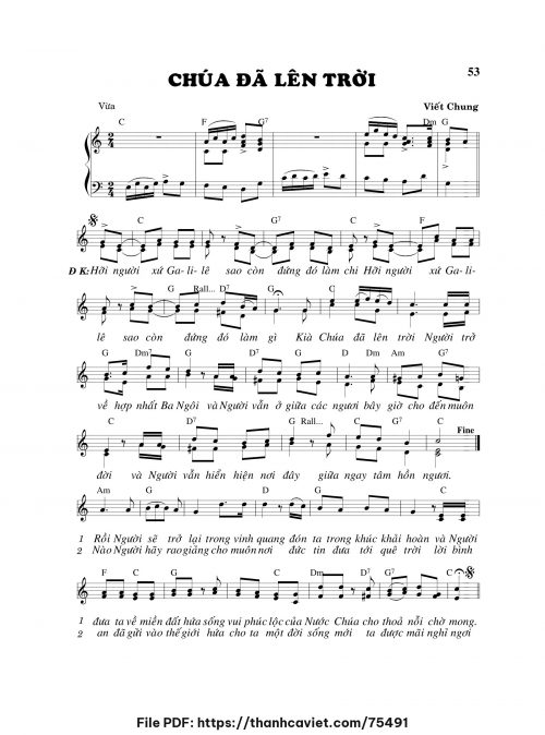 Chúa đã lên trời - Viết Chung - trang 1