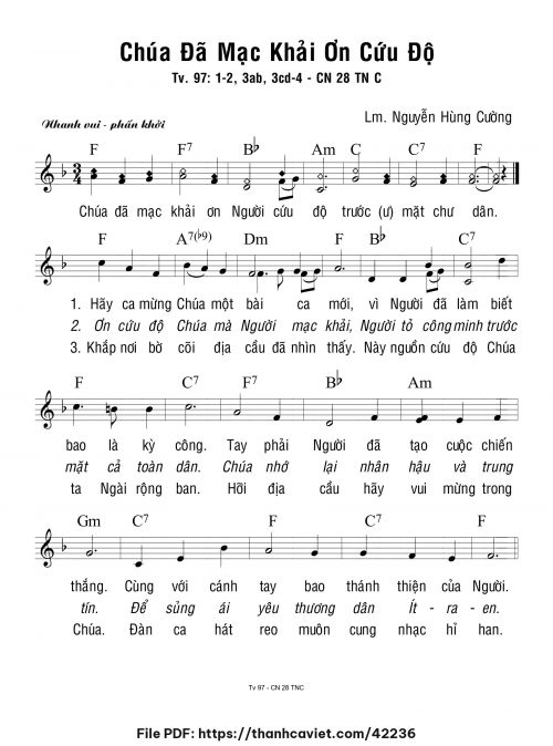 Chúa đã mạc khải ơn cứu độ - Lm. Nguyễn Hùng Cường - trang 1