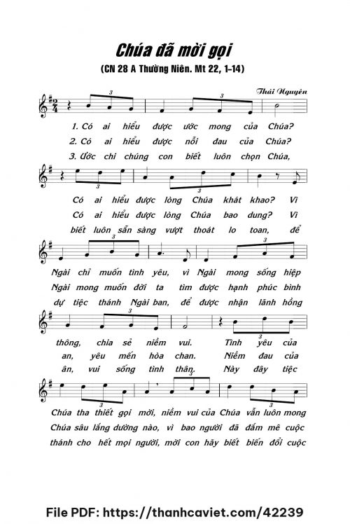 Chúa đã mời gọi - Lm. Thái Nguyên - trang 1