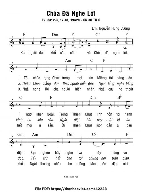 Chúa đã nghe lời - Lm. Nguyễn Hùng Cường - trang 1