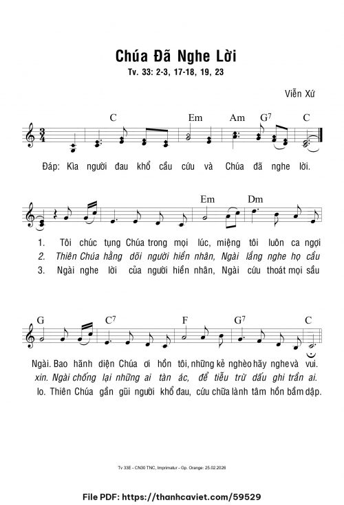 Chúa đã nghe lời - Viễn Xứ - trang 1