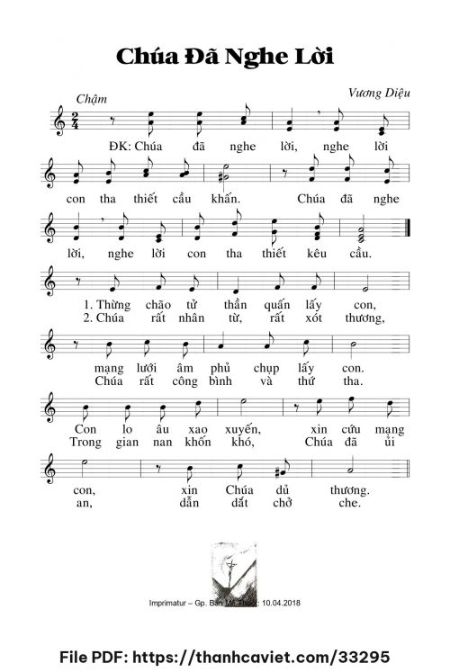 Chúa đã nghe lời - Lm. Vương Diệu - trang 1