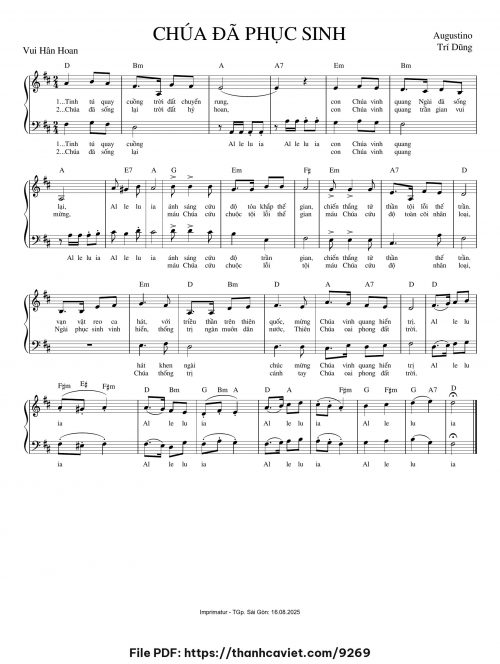 Chúa đã phục sinh - Augustino Trí Dũng - trang 1