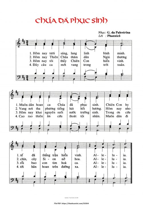 Chúa đã phục sinh - Phanxicô (Nhạc Ngoại, lời Việt) - trang 1