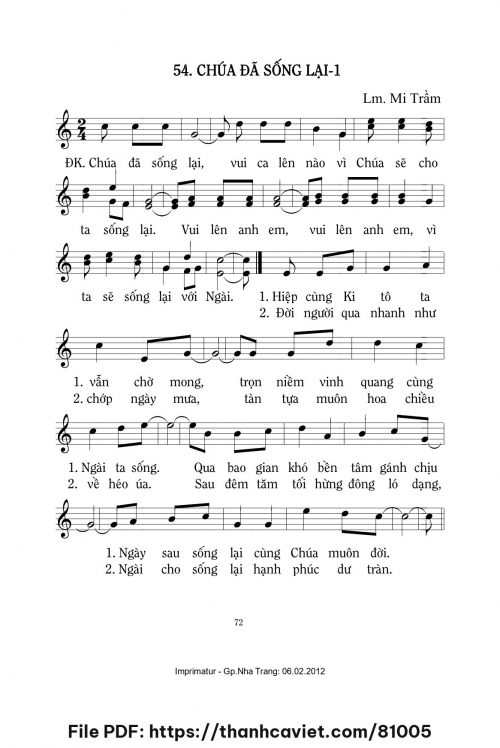Chúa đã sống lại 1 - Lm. Mi Trầm - trang 1