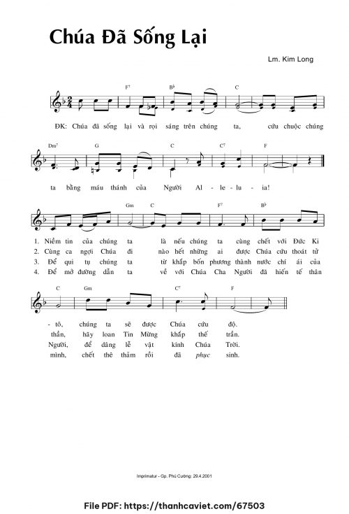 Chúa đã sống lại 2 - Lm. Kim Long - trang 1