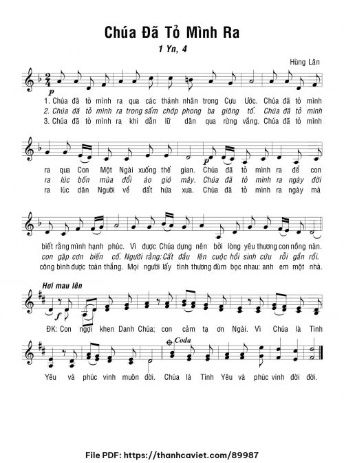 Chúa đã tỏ mình ra - Hùng Lân - trang 1
