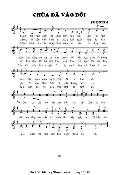 Chúa đã vào đời - Lm. Từ Duyên - trang 1