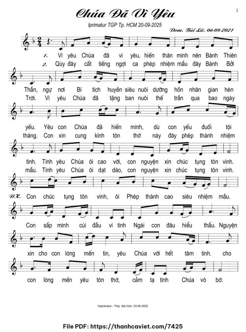 Chúa đã vì yêu - Dom. Bùi Lữ - trang 1