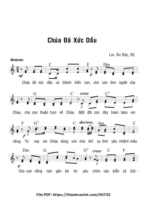 Chúa đã xức dầu - Lm. Ân Đức - trang 1