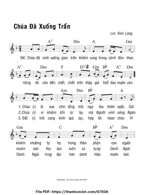Chúa đã xuống trần - Lm. Kim Long - trang 1