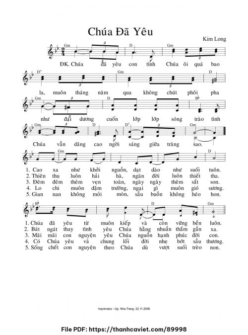 Chúa đã yêu - Lm. Kim Long - trang 1
