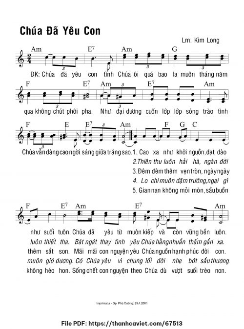 Chúa đã yêu con - Lm. Kim Long - trang 1