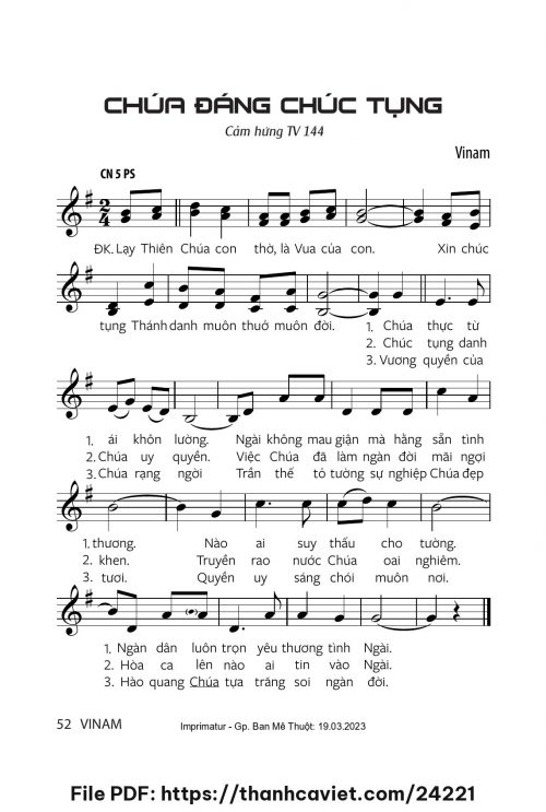 Chúa đáng chúc tụng - Vinam - trang 1