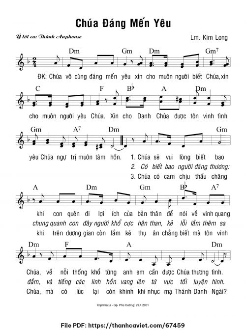 Chúa đáng mến yêu - Lm. Kim Long - trang 1