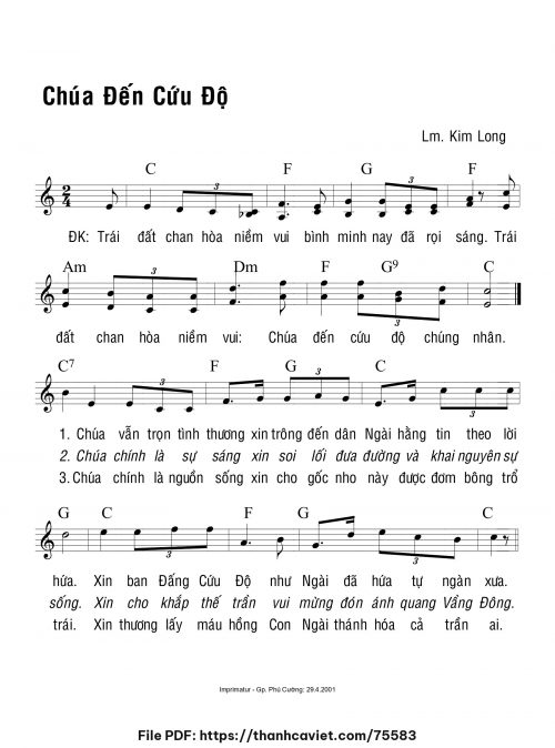 Chúa đến cứu độ - Lm. Kim Long - trang 1
