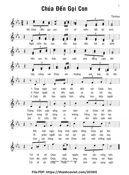 Chúa đến gọi con - Sr. Têrêsa - trang 1
