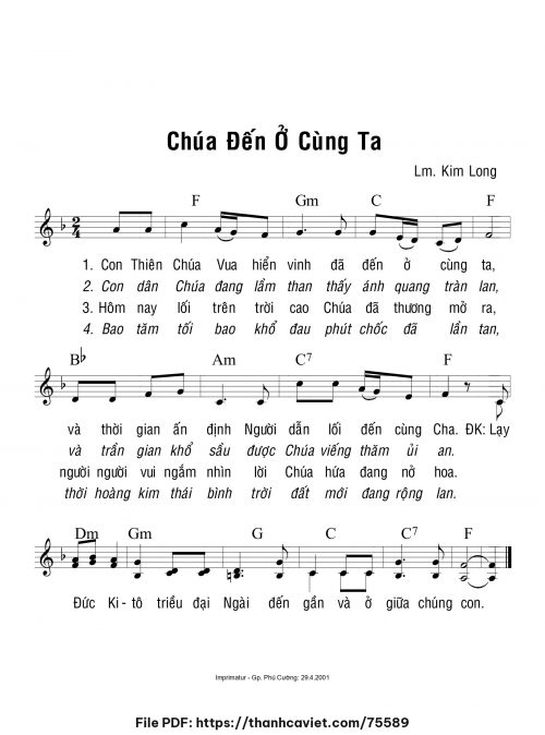 Chúa đến ở cùng ta - Lm. Kim Long - trang 1