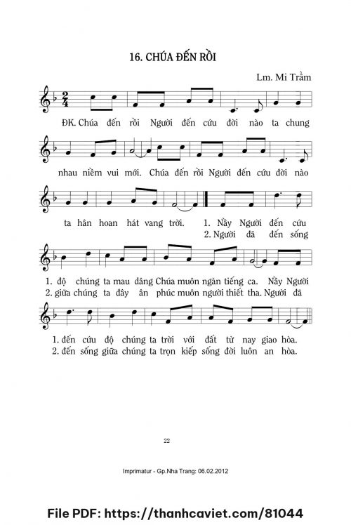 Chúa đến rồi - Lm. Mi Trầm - trang 1