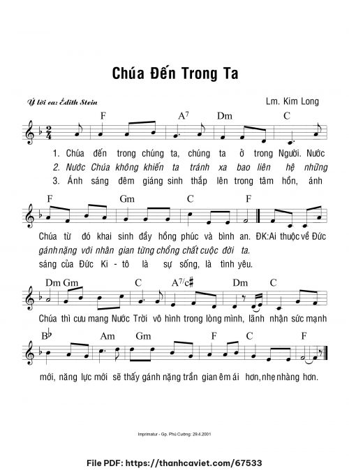 Chúa đến trong ta - Lm. Kim Long - trang 1