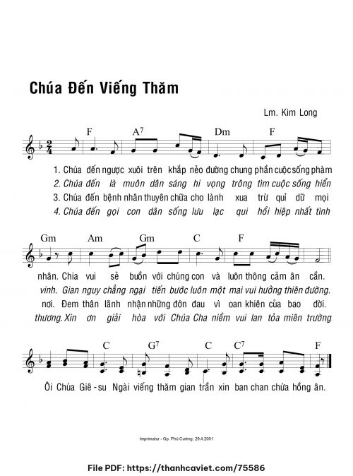 Chúa đến viếng thăm - Lm. Kim Long - trang 1