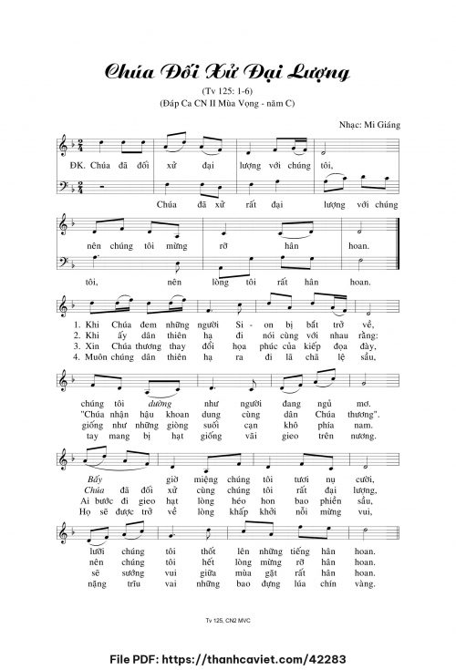 Chúa đối xử đại lượng - Mi Giáng - trang 1