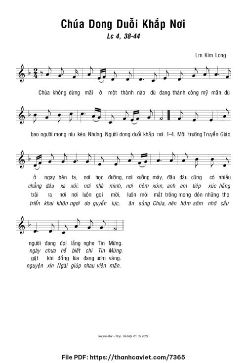 Chúa dong duỗi khắp nơi - Lm. Kim Long - trang 1