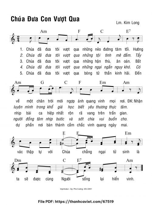 Chúa đưa con vượt qua - Lm. Kim Long - trang 1