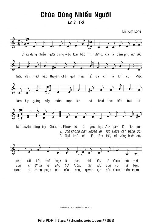 Chúa dùng nhiều người - Lm. Kim Long - trang 1