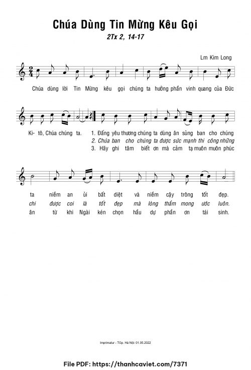 Chúa dùng Tin Mừng kêu gọi - Lm. Kim Long - trang 1