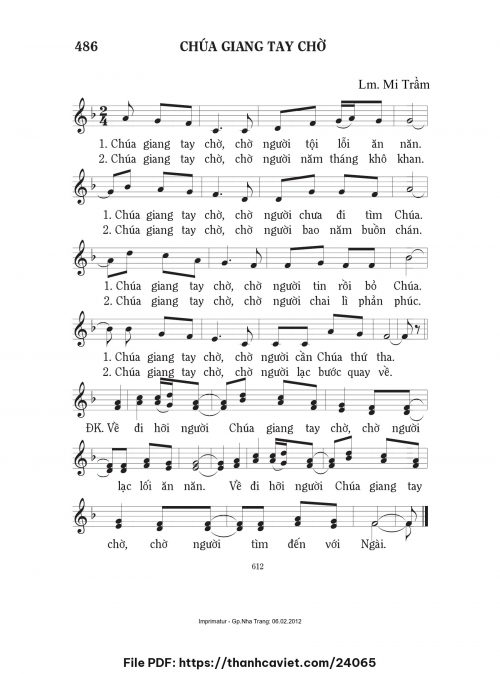 Chúa giang tay chờ - Lm. Mi Trầm - trang 1