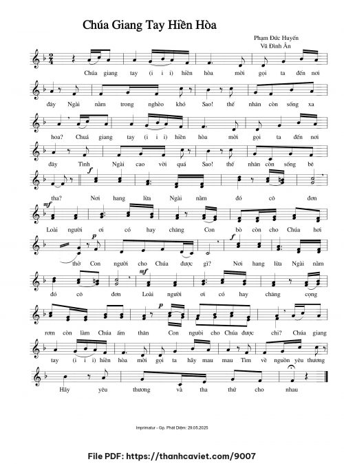 Chúa giang tay hiền hòa - Phạm Đức Huyến - Vũ Đình Ân - trang 1
