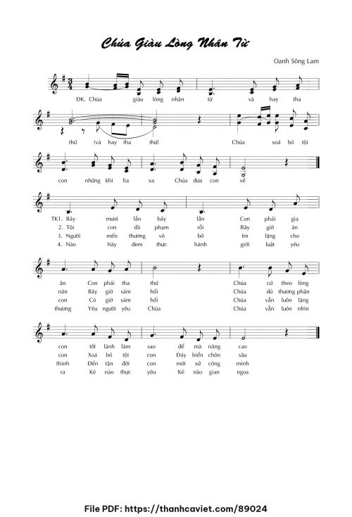 Chúa giầu lòng nhân từ - Lm. Oanh Sông Lam - trang 1