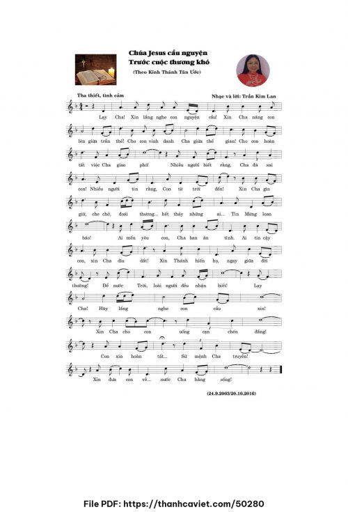 Chúa Giê-su cầu nguyện, trước cuộc thương khó - Trần Kim Lan - trang 1