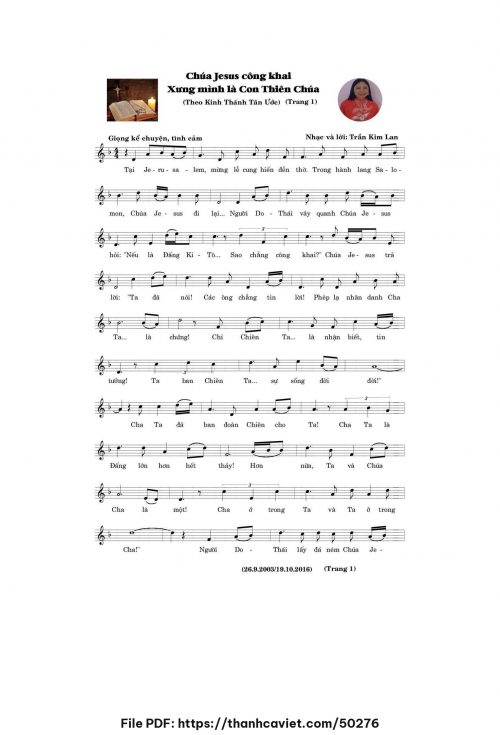 Chúa Giê-su công khai xưng mình là con Thiên Chúa - Trần Kim Lan - trang 1