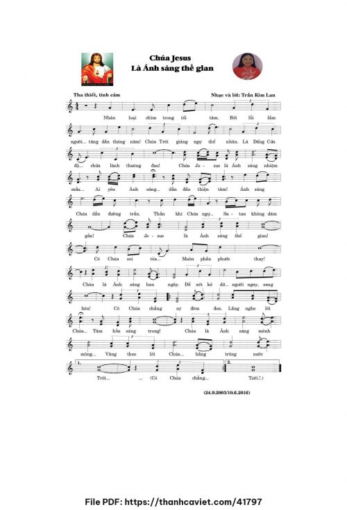 Chúa Giê-su là Ánh sáng thế gian - Trần Kim Lan - trang 1