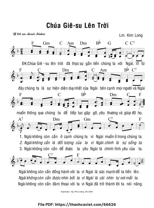 Chúa Giêsu lên trời - Lm. Kim Long - trang 1