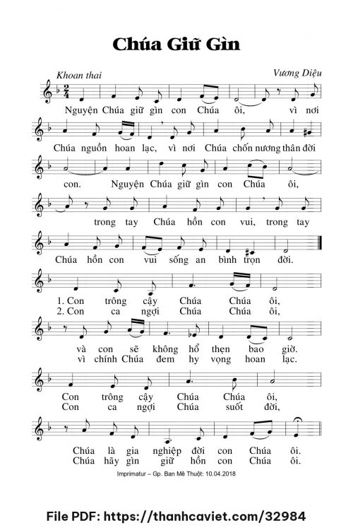 Chúa giữ gìn - Lm. Vương Diệu - trang 1