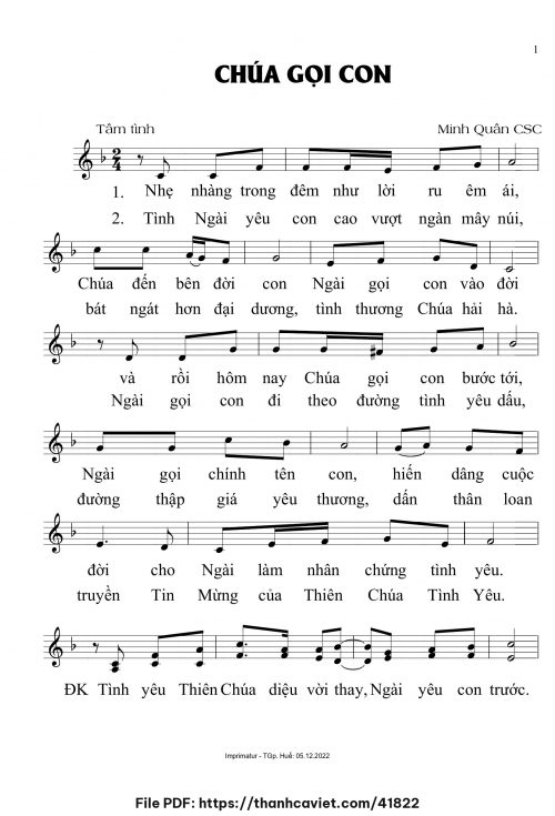 Chúa gọi con - Minh Quân CSC - trang 1