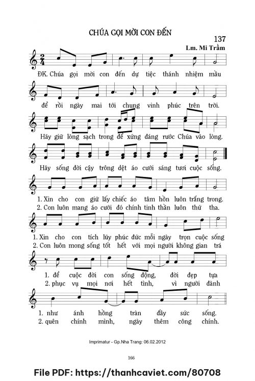 Chúa gọi mời con đến - Lm. Mi Trầm - trang 1