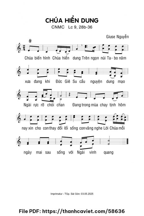 Chúa hiển dung - Giuse Nguyễn - trang 1