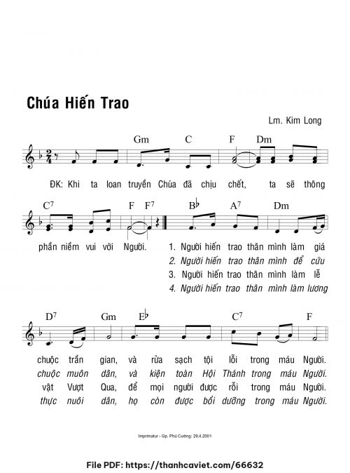 Chúa hiến trao - Lm. Kim Long - trang 1
