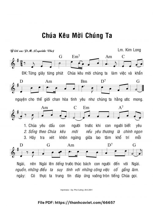 Chúa kêu mời chúng ta - Lm. Kim Long - trang 1