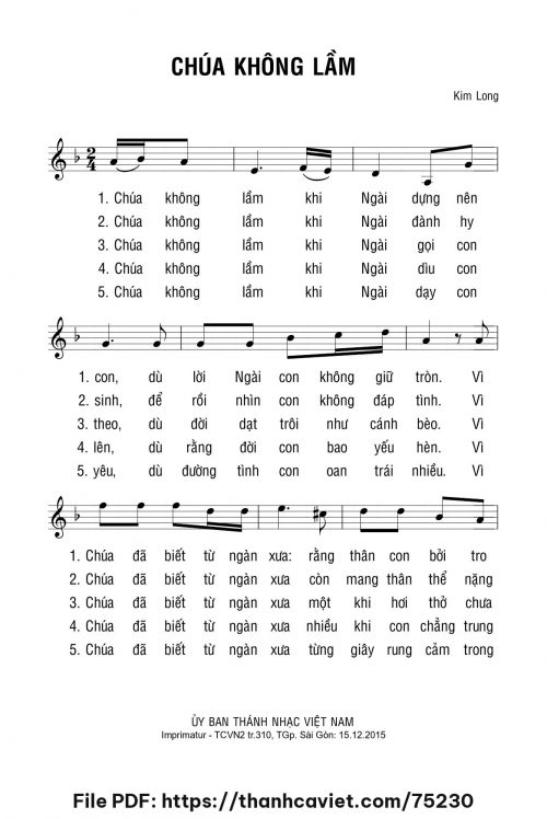 Chúa không lầm - Lm. Kim Long - trang 1