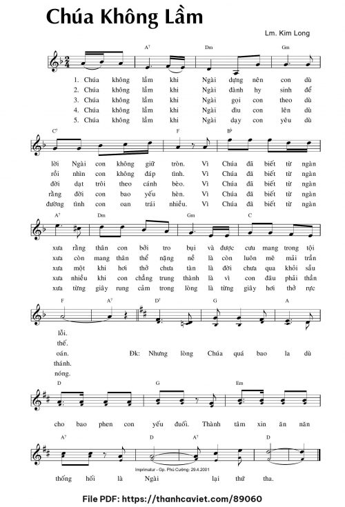 Chúa không lầm - Lm. Kim Long - trang 1