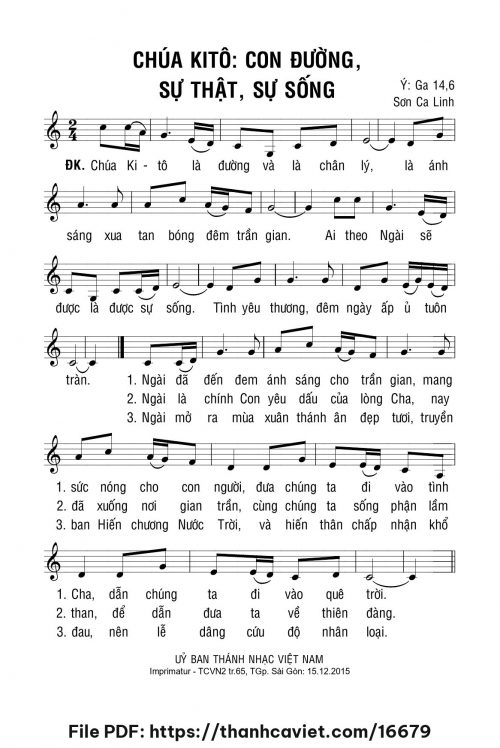 Chúa Kitô: Con đường, Sự thật, Sự sống - Lm. Sơn Ca Linh - trang 1