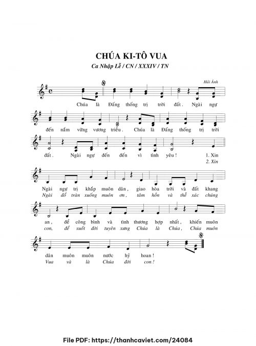 Chúa Kitô Vua - Hải Ánh - trang 1