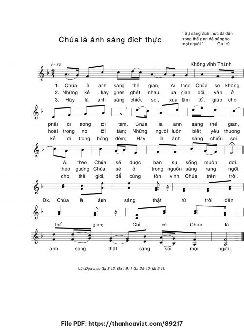 Chúa là ánh sáng đích thực - Khổng Vĩnh Thành - trang 1
