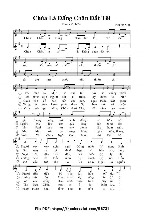 Chúa là Đấng chăn dắt tôi - Lm. Hoàng Kim - trang 1