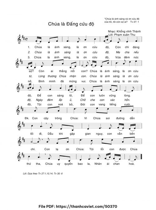Chúa là Đấng cứu độ - Khổng Vĩnh Thành - Lời: Phạm Xuân Thu - trang 1